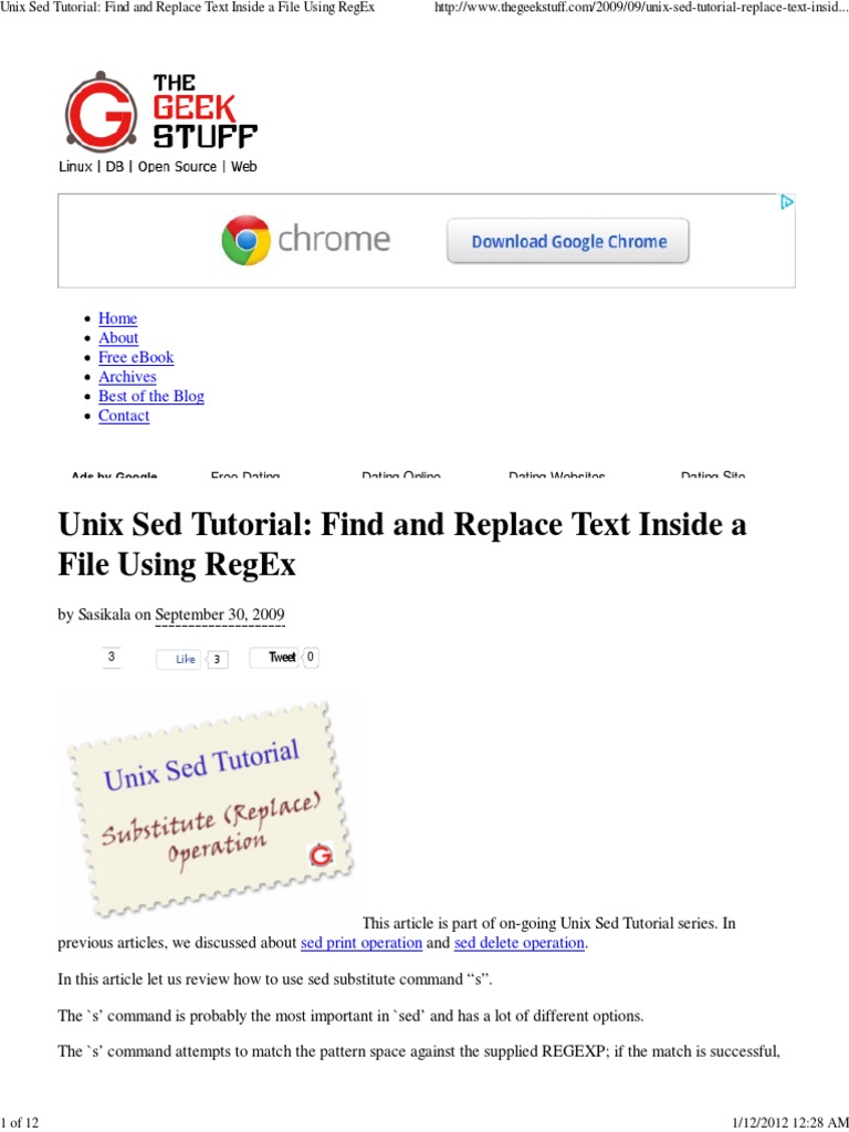 Find and Replace Text Inside A File Using RegEx | PDF | Regular ...