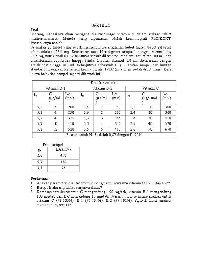 Contoh Soal Hplc