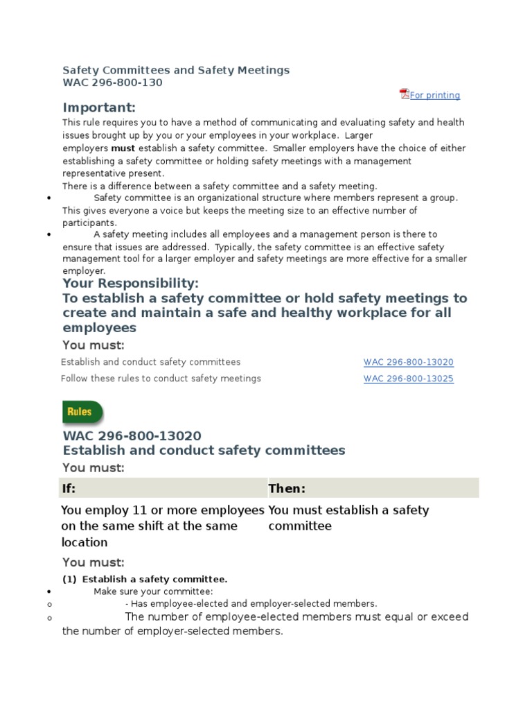 Safety Committees and Safety Meetings | PDF | Occupational Safety And ...