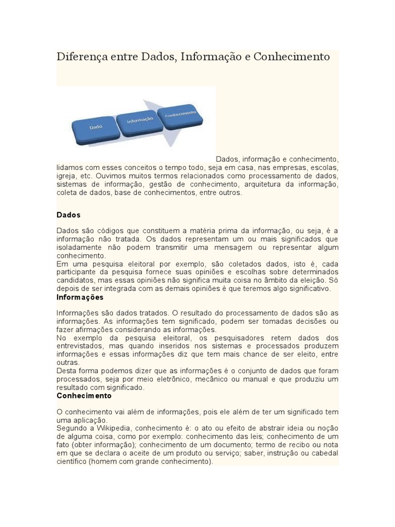 Diferença Entre Dados, Informação e Conhecimento | Download grátis PDF ...