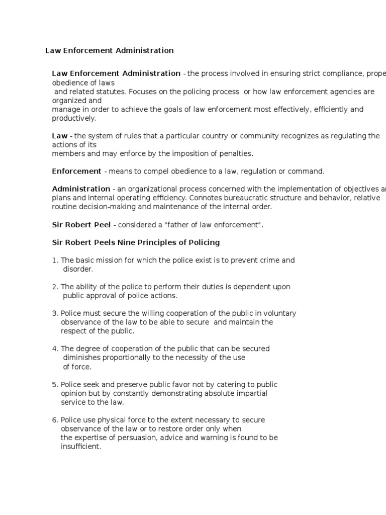 Law Enforcement Administration Overview | PDF