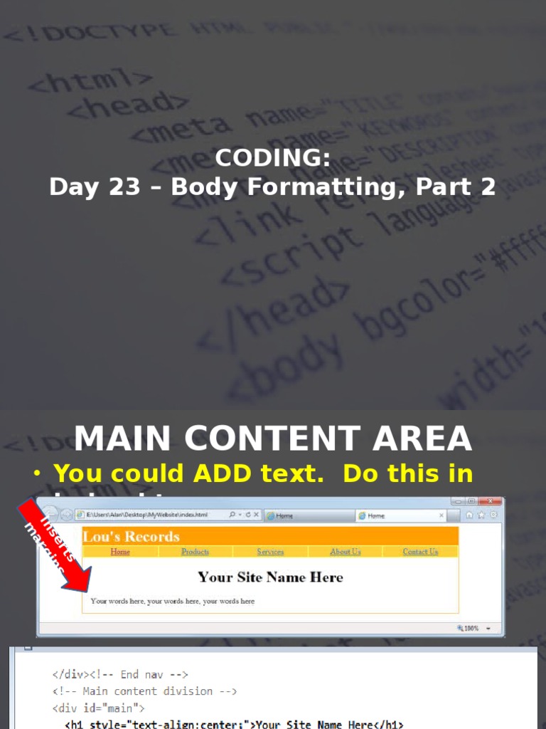 Body Formatting with Tables and Images | PDF
