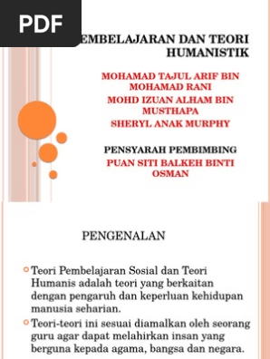 Teori Pembelajaran Dan Humanis Pdf