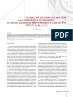 Réflexions Sur l'Utilisation Culinaire Des Mortiers Protohistoriques en Céramique. Le Cas Du Languedoc Méditerranéen à L'Âge Du Fer (VIe-IIIe S. Av. n. è.)