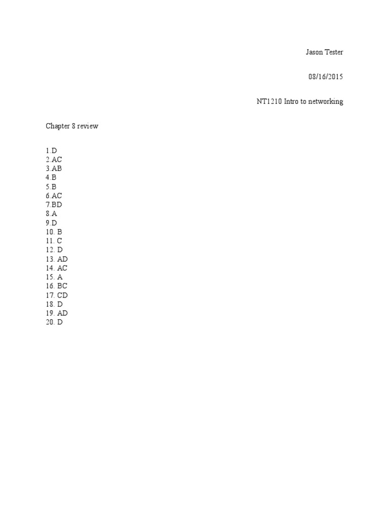 nt1210 CH 8 Intro To Networking | PDF