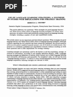 Use of Language Learning Strategies: A Synthesis of Studies With Implications For Strategy Training