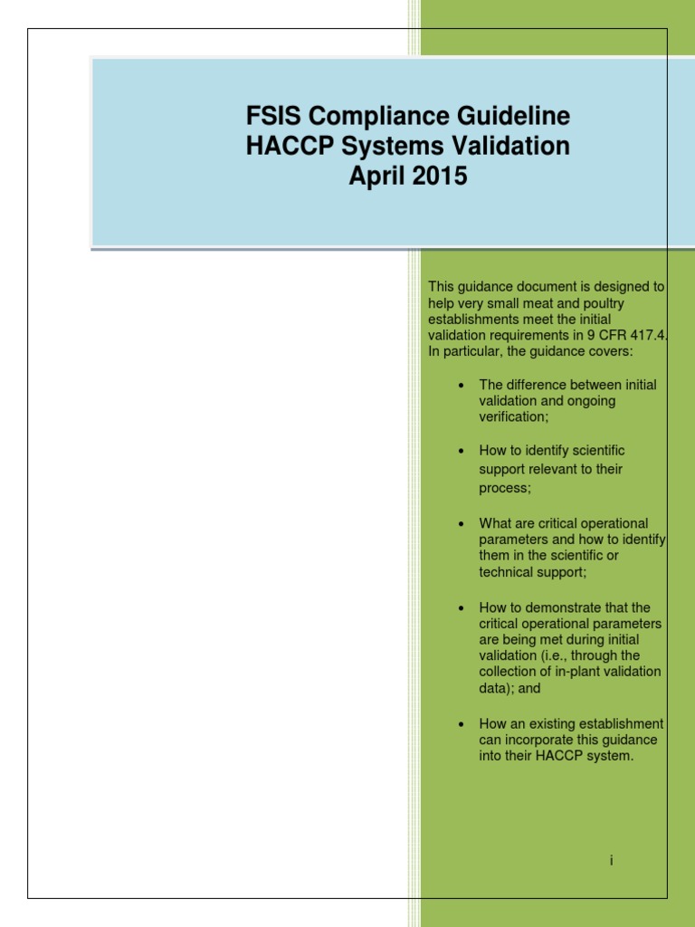 HACCP Systems Validation Hazard Analysis And Critical Control Points