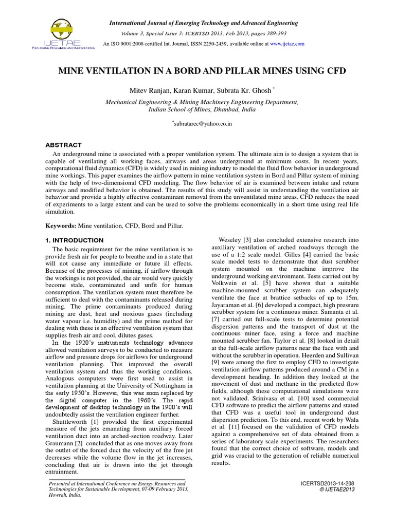 Mine Ventilation Using CFD | PDF | Computational Fluid Dynamics ...