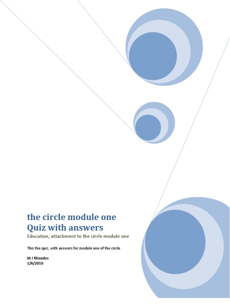 Circle Module One Quiz Answers | PDF | Angle | Circle