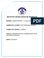 Importancia Del Proceso Administrativo de Recursos Humanos.