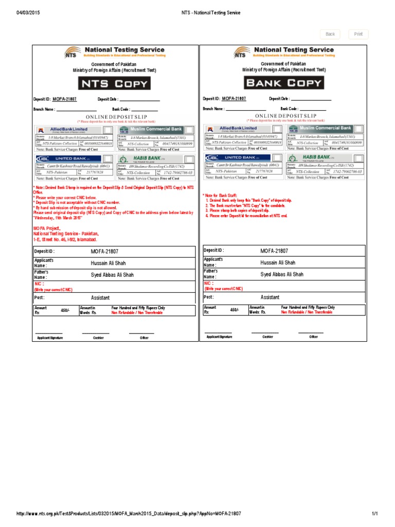 NTS - National Testing Service | PDF