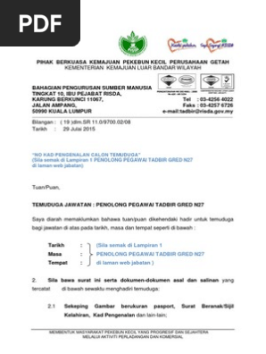 Contoh Surat Panggilan Temuduga N27