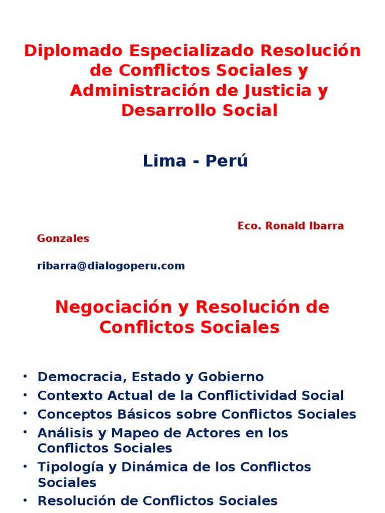 Diplomado en Resolución de Conflictos Sociales | PDF | Conflicto ...