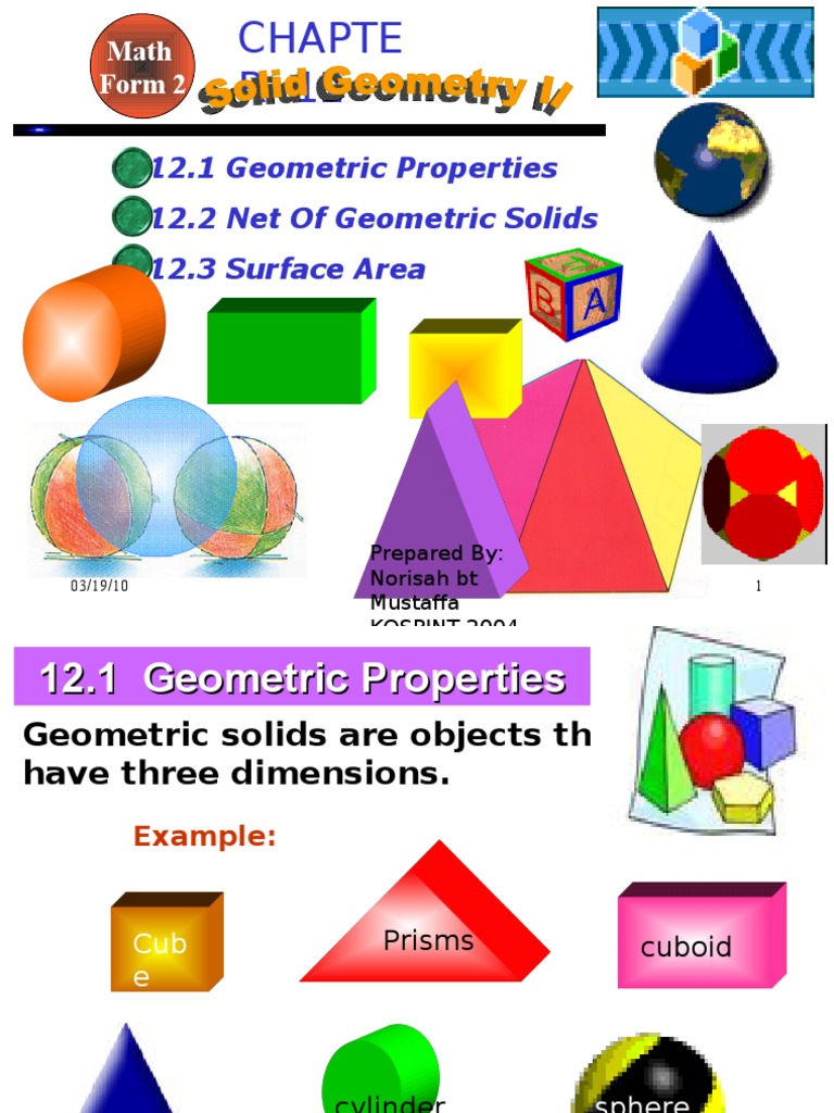Geometric Solids: Properties and Surface Area | PDF | Area | Shape
