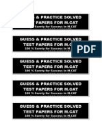 Guess & Practice Solved Test Papers For M.Cat: Contact # 0301-2681177
