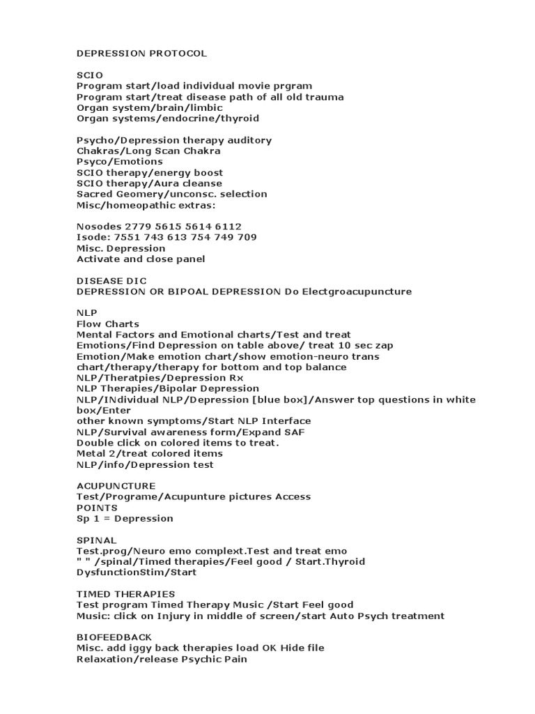 Depression Protocol | PDF | Appetite | Major Depressive Disorder