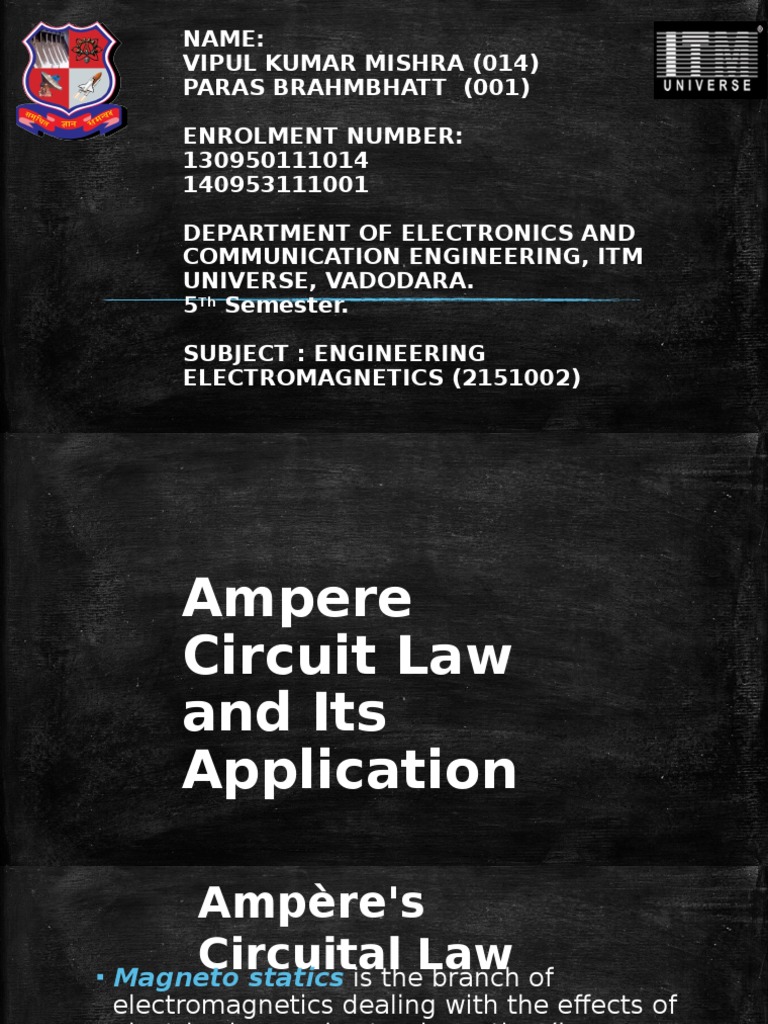 Ampere's Circuital Law and Its Application Electric Current Coaxial Cable