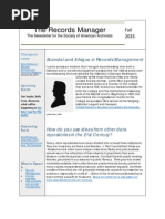 Download The Records Manager Newsletter Fall 2015 issue by SAAs RMRT The Records Manager SN286629800 doc pdf