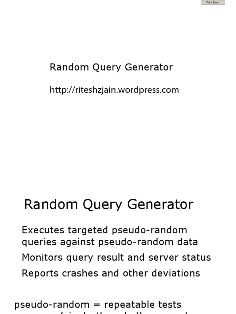 Random Query Generator for SQL Testing | PDF | Integer (Computer ...