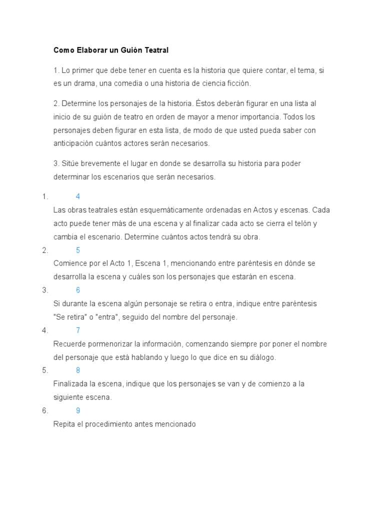 Como Elaborar Un Guión Teatral
