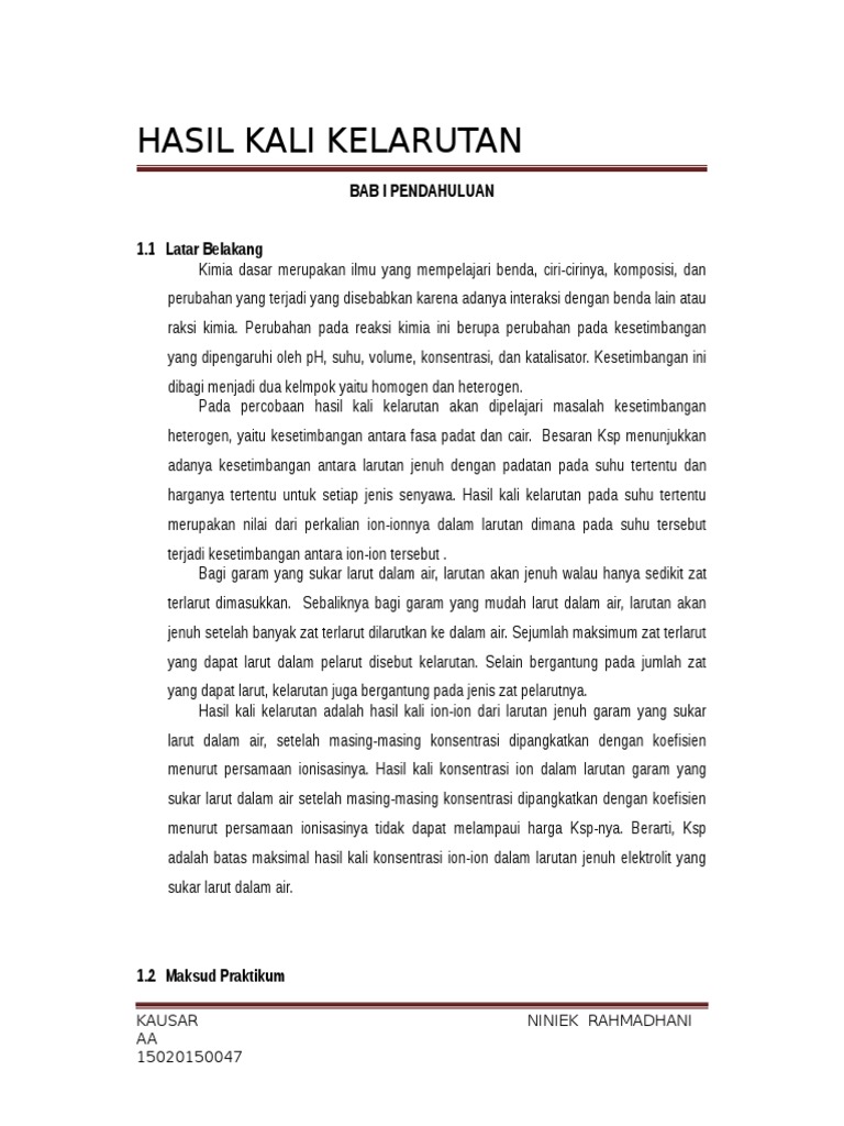 Makalah Kelarutan Dan Hasil Kali Kelarutan - makalahb