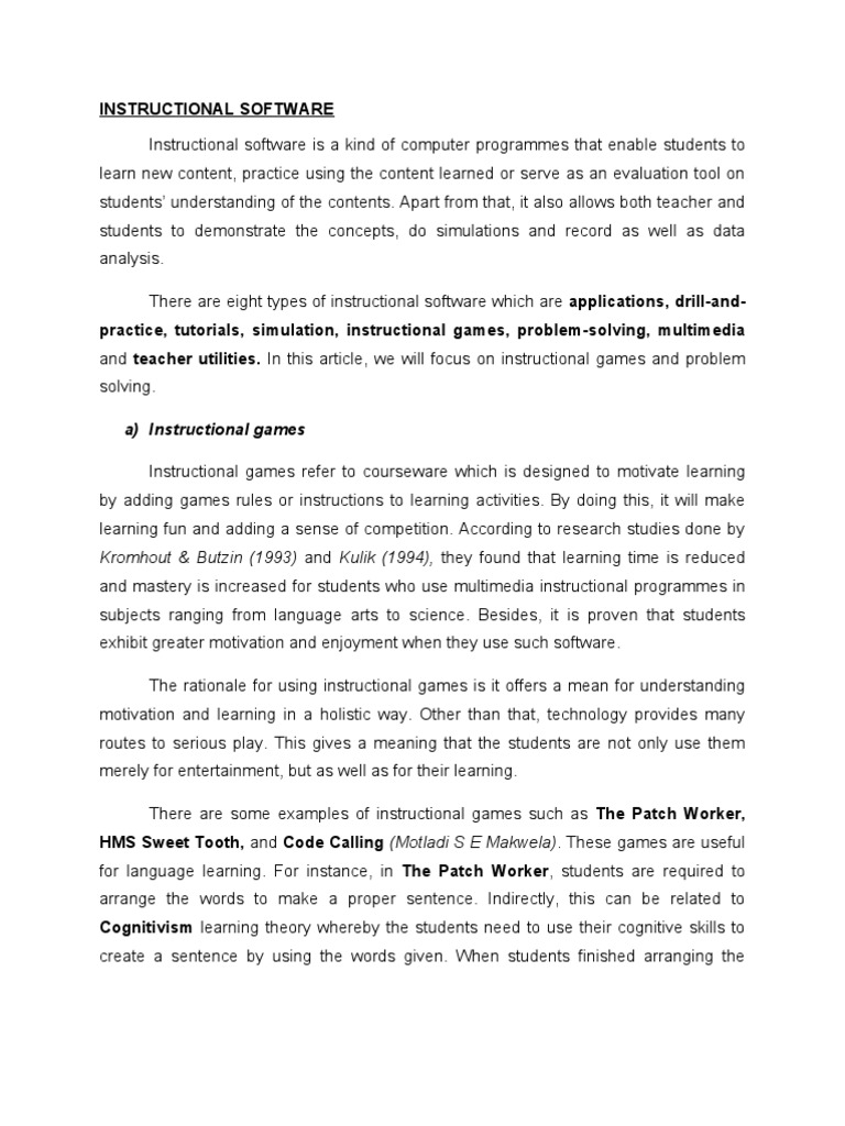 Instructional Software Article | PDF | Thought | Multimedia