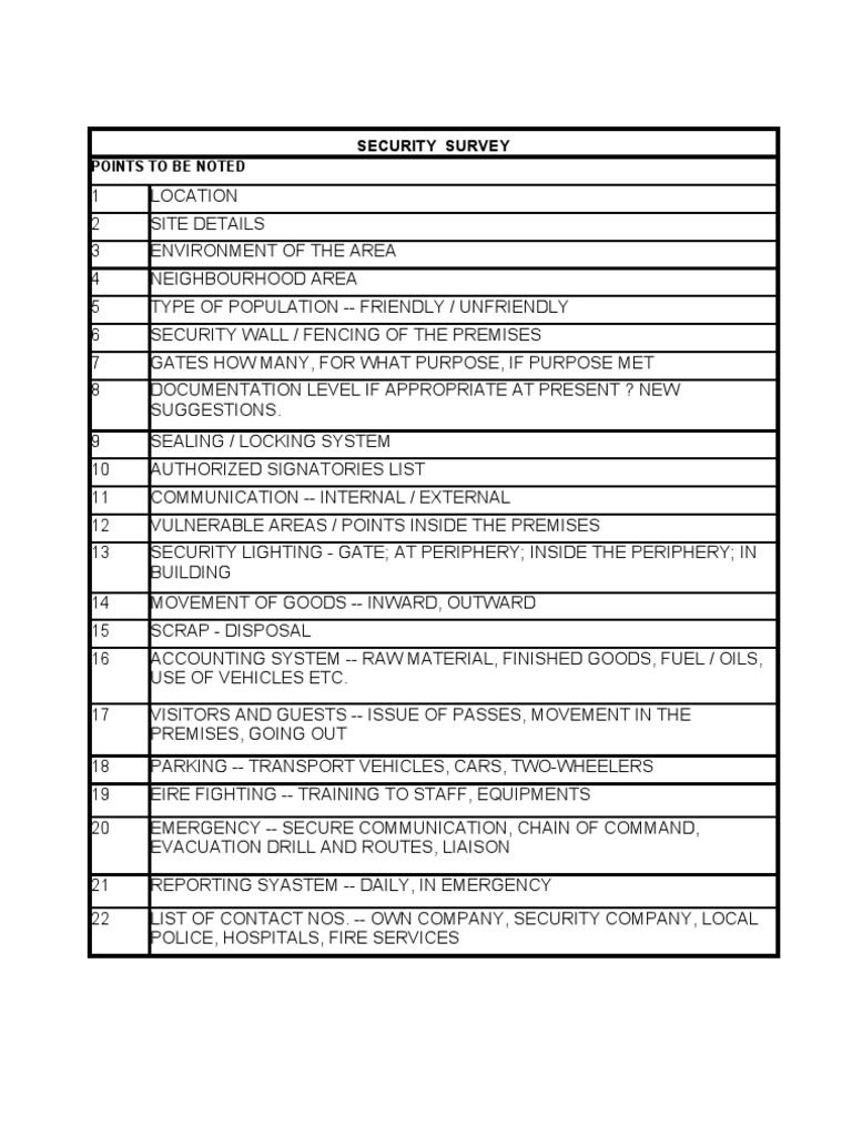 Security Survey of SITE | PDF | Fires