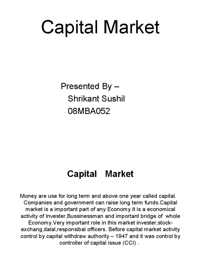 Overview of Capital Markets | PDF