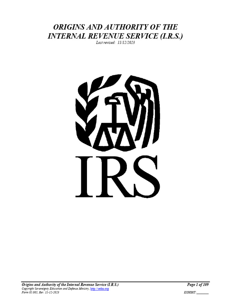 Origins and Authority of The Internal Revenue Service, Form 05.005 PDF Internal Revenue