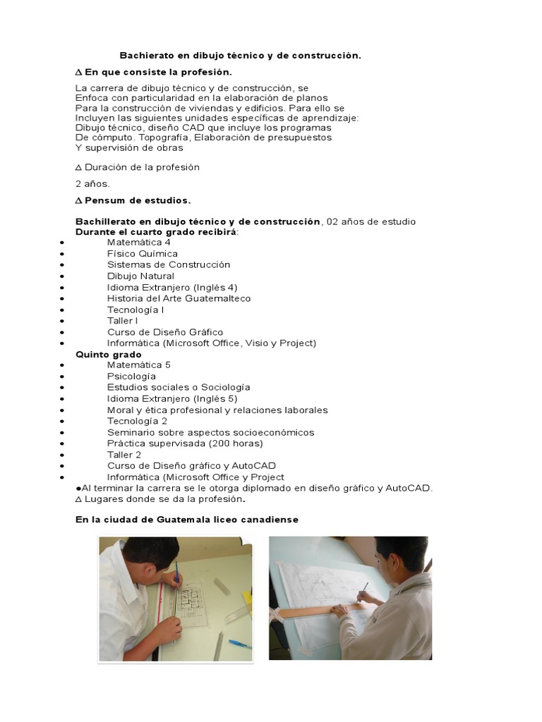 Bachierato en Dibujo Técnico y de Construcción | PDF | Dibujo técnico |  Contabilidad