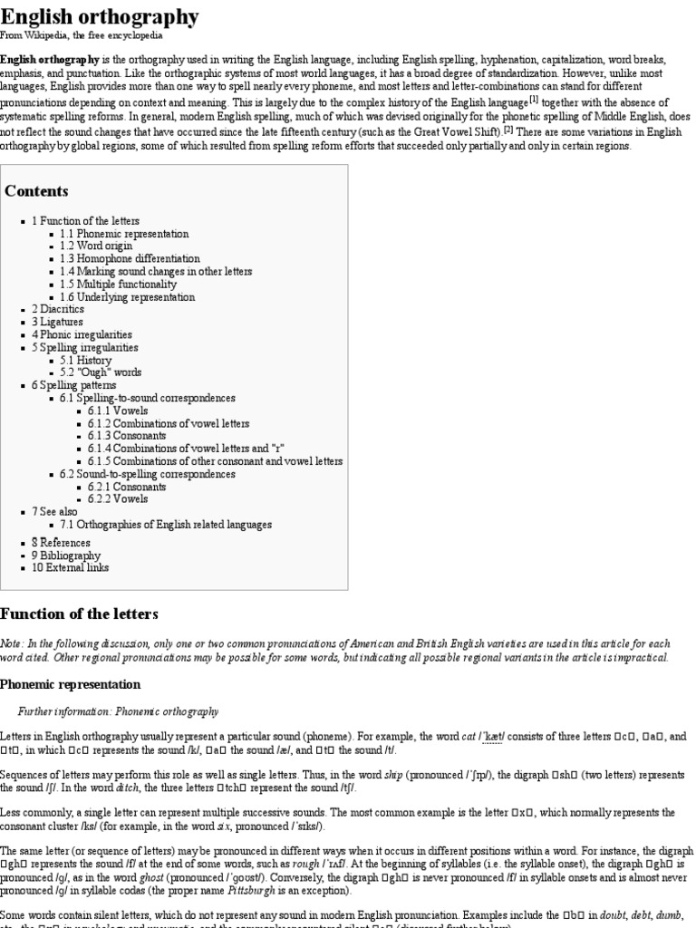 English Orthography - Wikipedia, The Free Encyclopedia | PDF ...