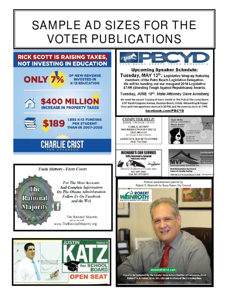 Sample Ad Sizes For The Voter Publications | PDF | Politics
