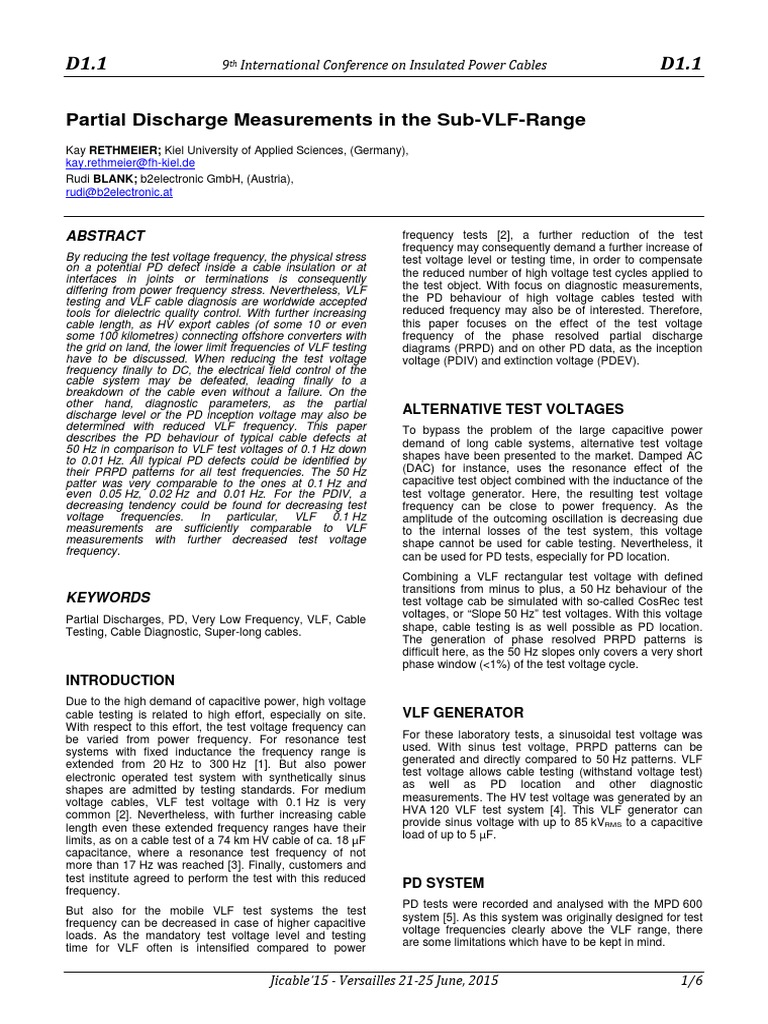 Partial Discharge in Sub-VLF Testing | PDF | Capacitor | Frequency