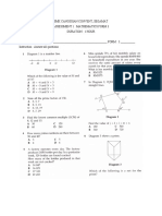 SMK Canossian Convent, Segamat Assessment 1: Mathematics Form 3 Duration: 1 Hour