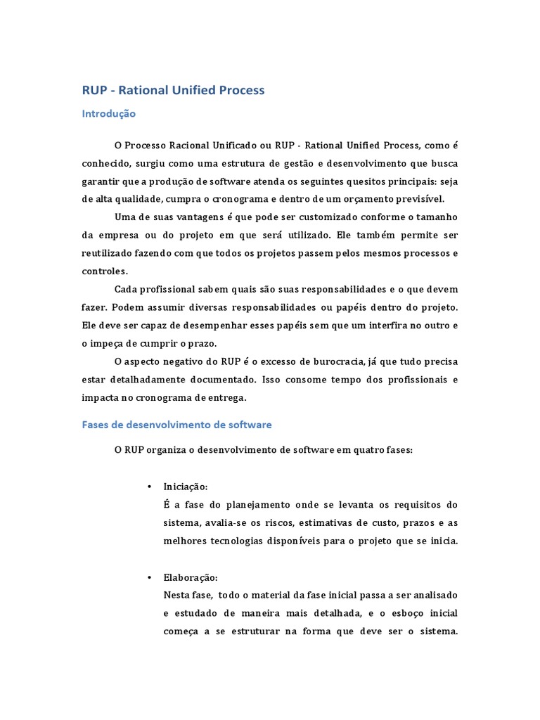 Fases do Processo RUP em Software | PDF | Informática | Business