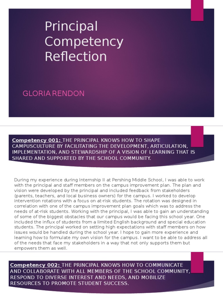 Principal Competency Reflection Report | PDF | Competence (Human ...