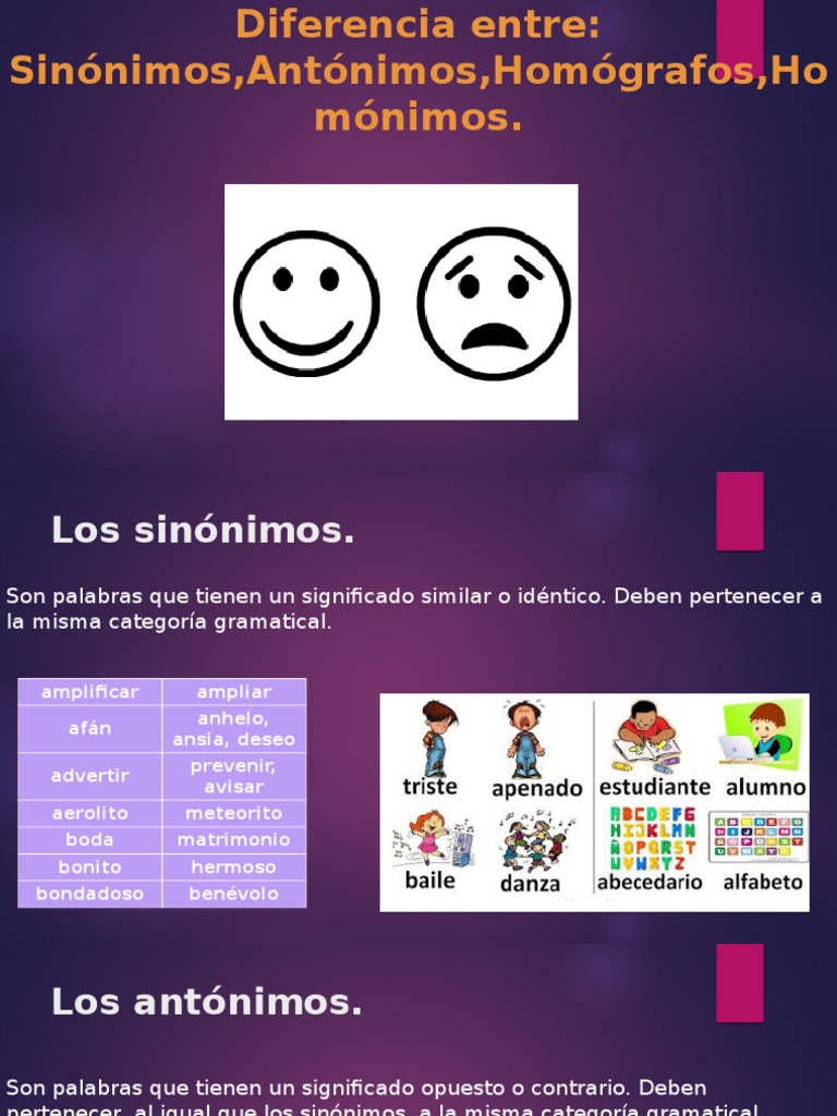 Qual A Diferença Entre Sinonimos E Antonimos