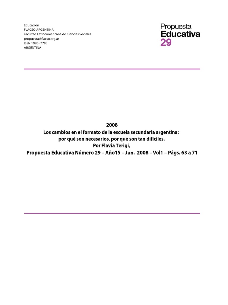 Reformas en la Escuela Secundaria Argentina | PDF | Plan de estudios ...