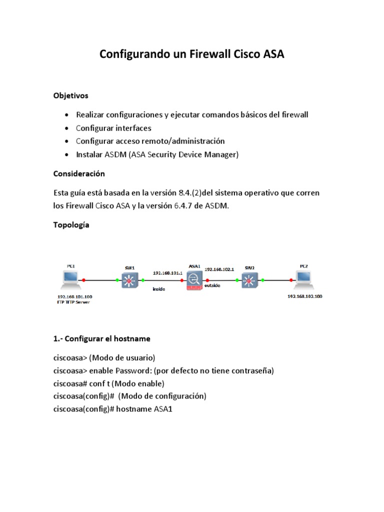 Configuración de Firewall Cisco ASA | PDF