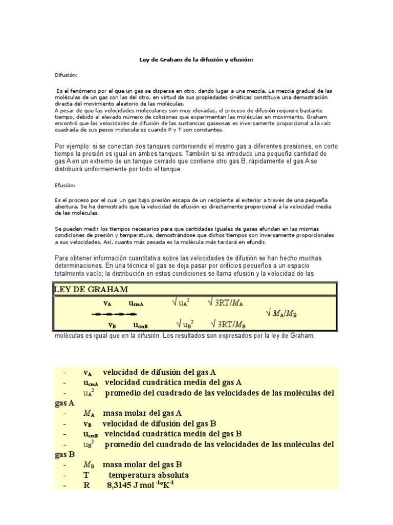 Marco Teorico Ley de Graham Gases Materiales transparentes