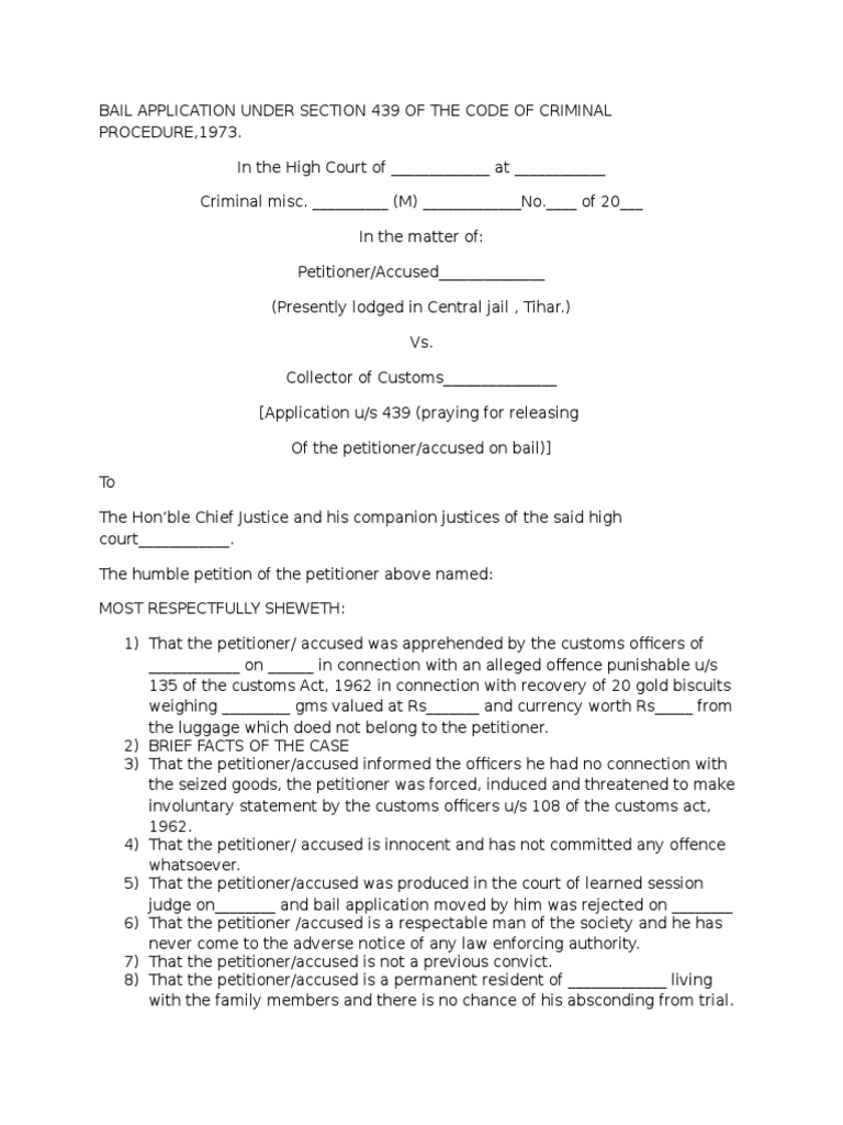 Bail Application Us 439 of CRPC PDF Bail Social Institutions