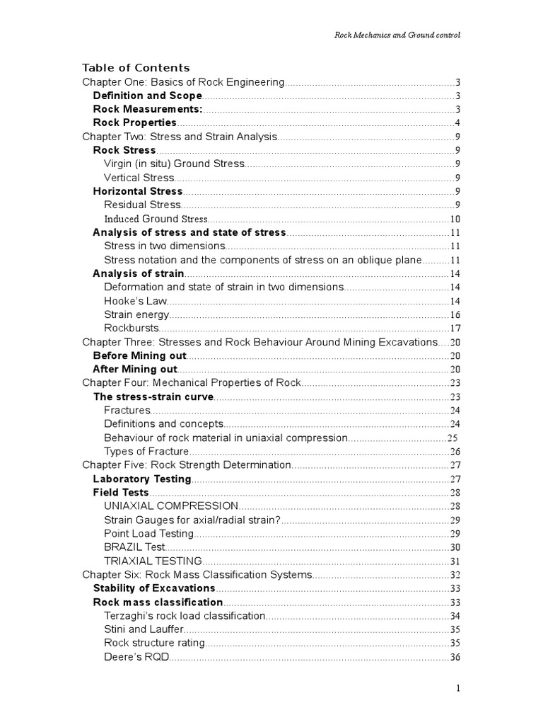 Rock Mech and Ground Control Module 1 | PDF | Deformation (Engineering ...