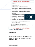Introduction To Business: Course Description