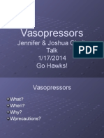 Vasopressors: Jennifer & Joshua Chalk Talk 1/17/2014 Go Hawks!