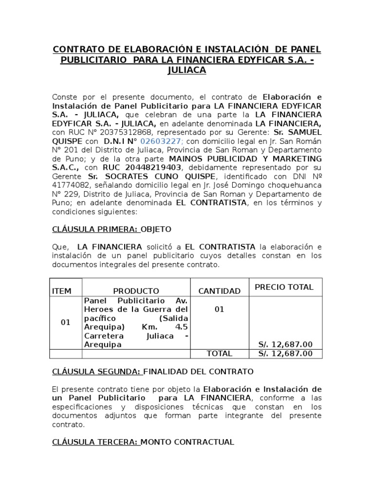 Modelos de Contrato de Orden de Compra o Servicio | PDF | Pagos ...