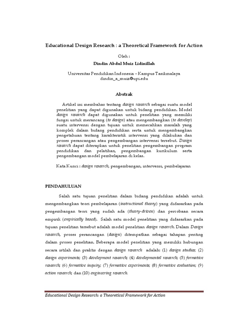 Educational Design ResearchA Theoretical Framework For Action 2 PDF