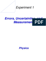 Expt. 1 Measurement, Uncertainties and Errors