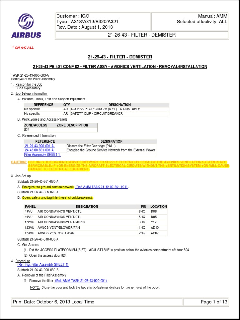 Filter Assy - Avionics Ventilation - Removal & Installation | PDF ...
