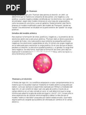 Modelo Atómico De Thomson átomos Electrón