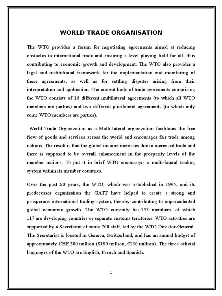 Wto and Indian Economy | PDF | World Trade Organization | General ...